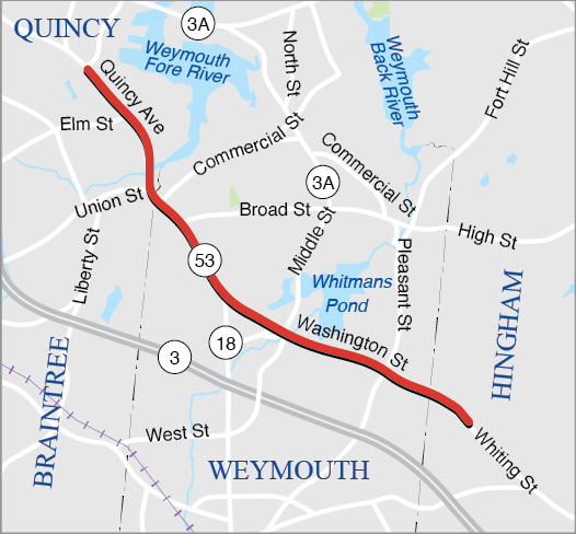 Braintree, Quincy, and Weymouth: Resurfacing and Related Work on Route 53